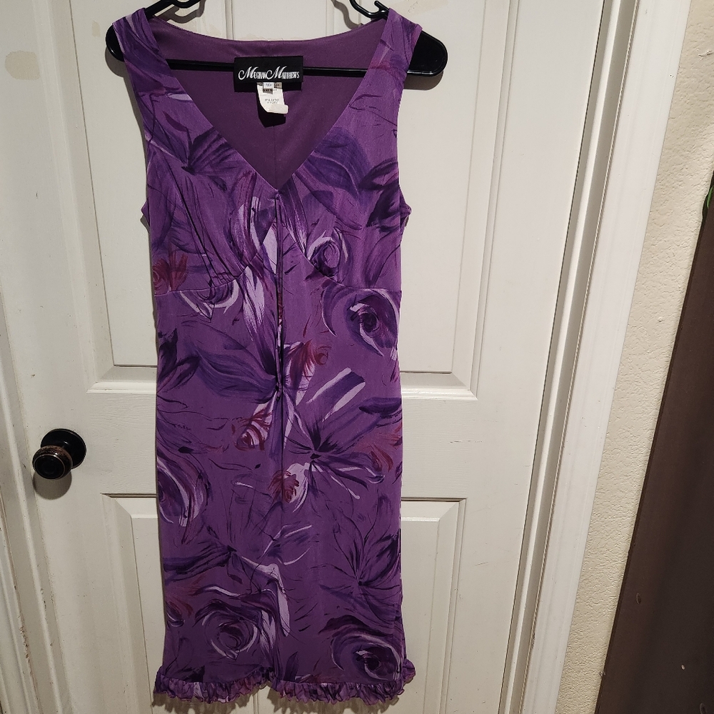 Vintage 90s purple floral sleeveless fairy dress goth witchy Y2K Size 10